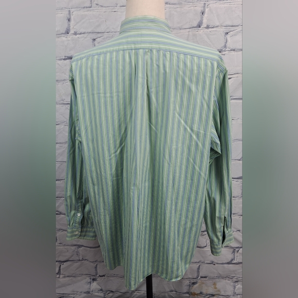 Ralph Lauren Men's Classic Fit Button Down Shirt Green Striped Smooth XXL 2XL - Picture 6 of 14